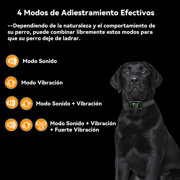 Collar Antiladridos Perros Vibración, Automático con 5 Niveles de Sensibilidad Ajustables,3 Modos de Vibración,Fuerte Vibración y Sonido,Resistencia al Agua y Recargable BC3V
