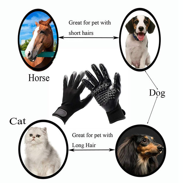 GLEADING Guantes para el Aseo de Mascotas Guantes Suaves para Limpiar el Pelaje de Mascotas, Perros, Gatos, Caballos,Baños, Masajes y Quitar Pelos (Negro)