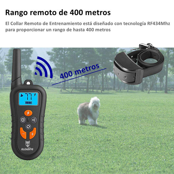 Gleading Collar de Entrenamiento para Perros con Mando a Distancia de Rango de 400 metros, IP67-G919C
