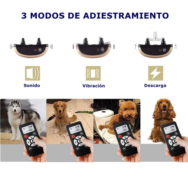 Collar de adiestramiento, collar anti-ladridos, collar para perros 2 modos automático y manual(P813)