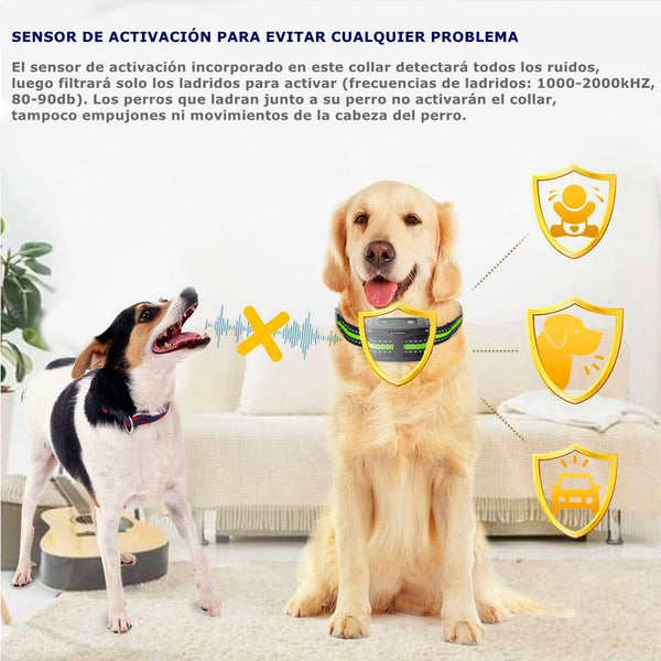 Collar antiladridos con vibración, sonido y descarga estática, collar de módulo inteligente de detección de ladridos para perros(GNABT008)